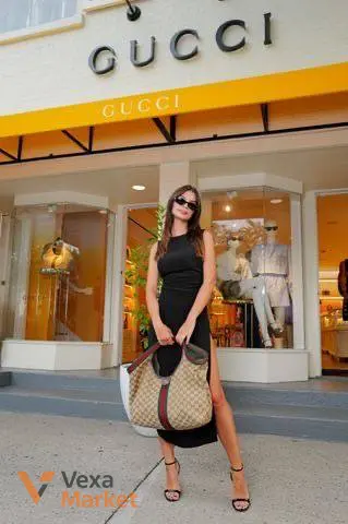 Шоппер Gucci текстиль + шкіра — фото 4