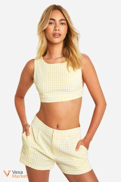 Шорти Boohoo в клітинку жовті