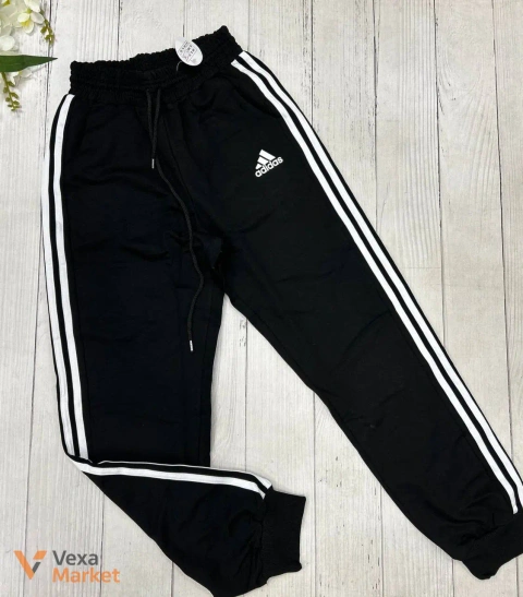 Штани Adidas чорні з білими смугами