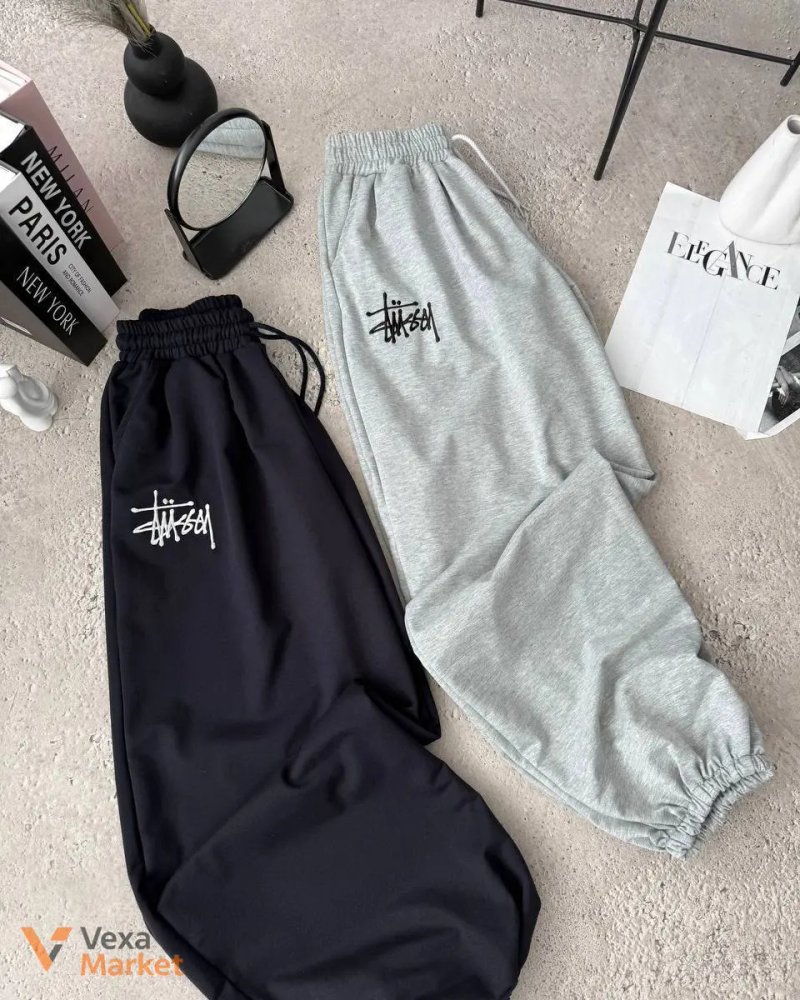 Штани Stussy з вишивкою, чорні, сірі, сині — фото 3