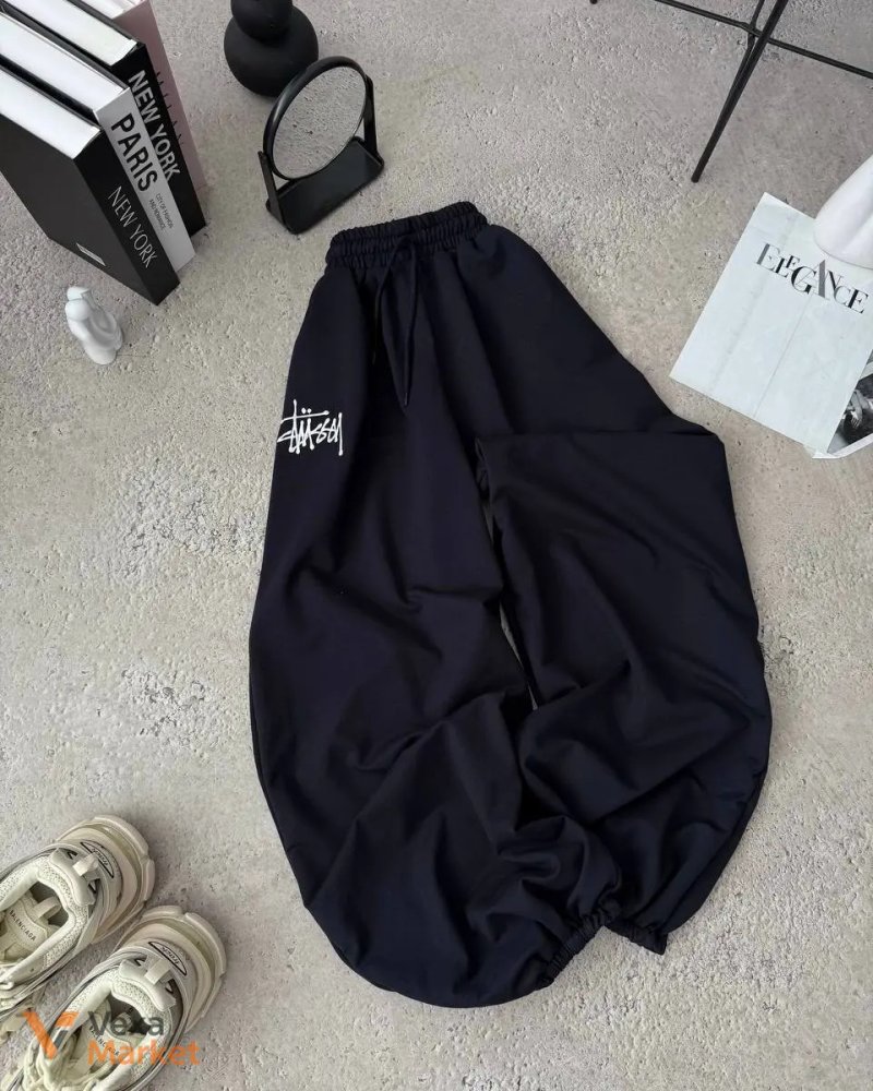 Штани Stussy з вишивкою, чорні, сірі, сині — фото 4
