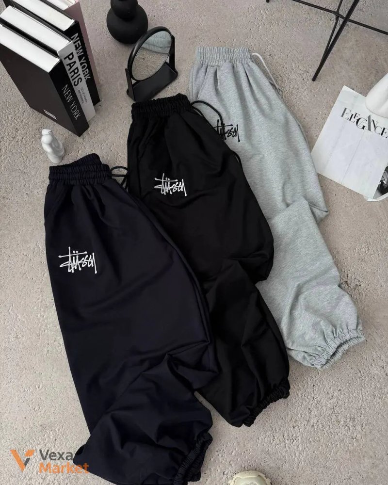 Штани Stussy з вишивкою, чорні, сірі, сині — фото 7