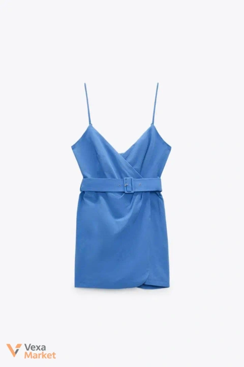 Синя міні сукня на запах Zara XS