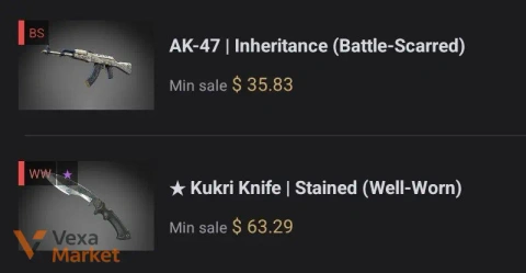 Скины CS2: AK-47 Наследство BS и Kukri Knife Патина WW