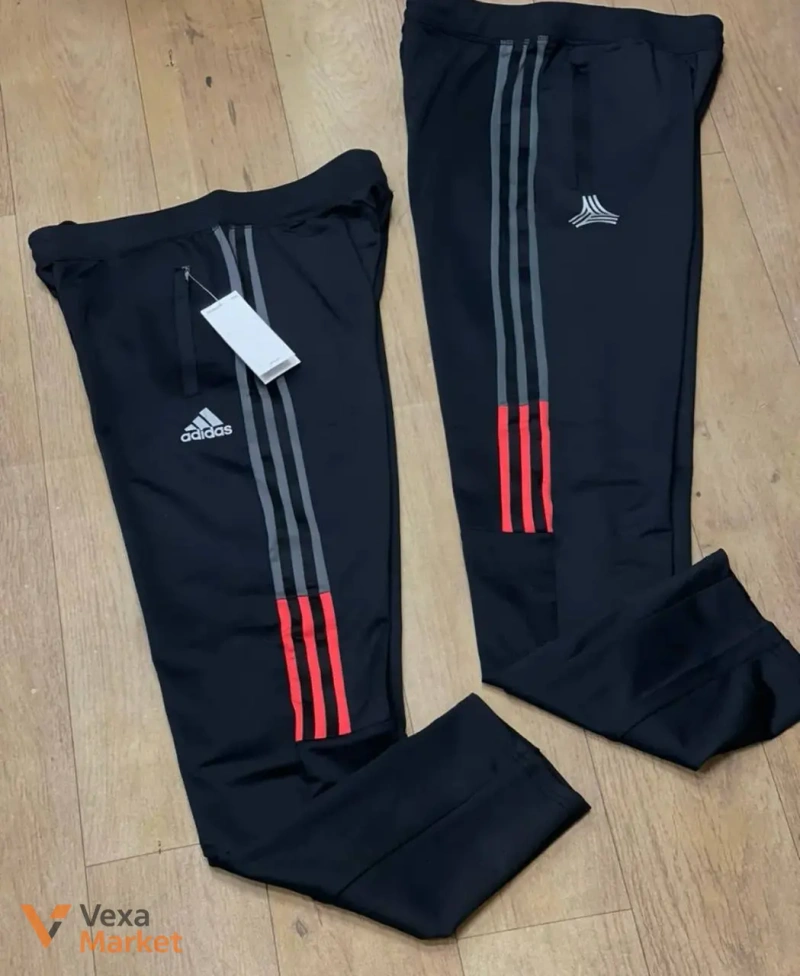 Спортивные штаны Adidas черные с белыми лампасами — фото 3