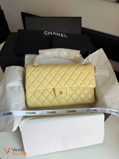Сумка Chanel шкіряна жовта 25-16 см