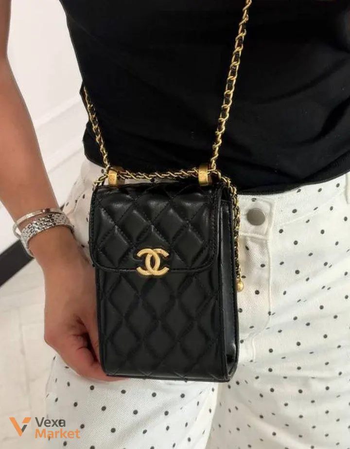Сумочка Chanel для мобільного телефону чорна натуральна шкіра — фото 4