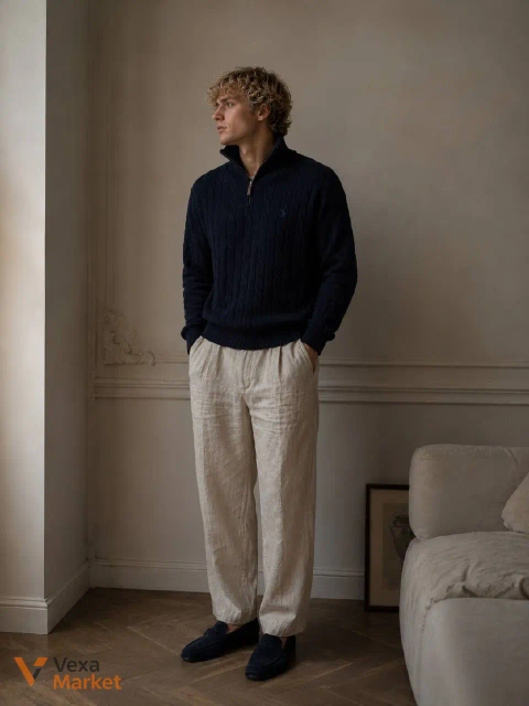 Светр Polo Ralph Lauren темно-синій, в'язаний, розмір S/M