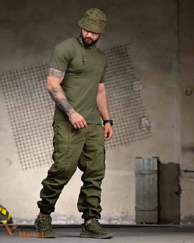 Тактичний комплект 3в1 Tactical Coyote: футболка, карго-штани, панама — фото 2
