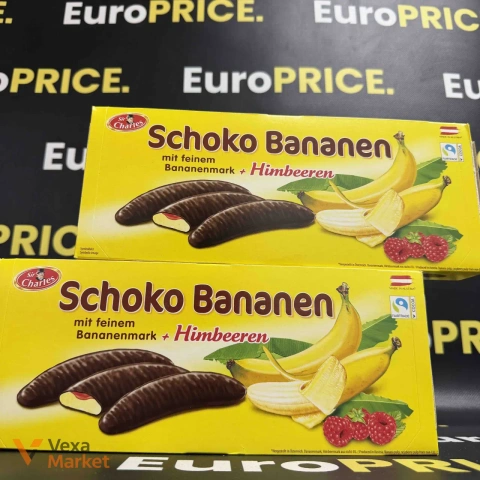Цукерки Sir Charles Schoko Bananen (банан в шоколаді з малиновим джемом) 300г