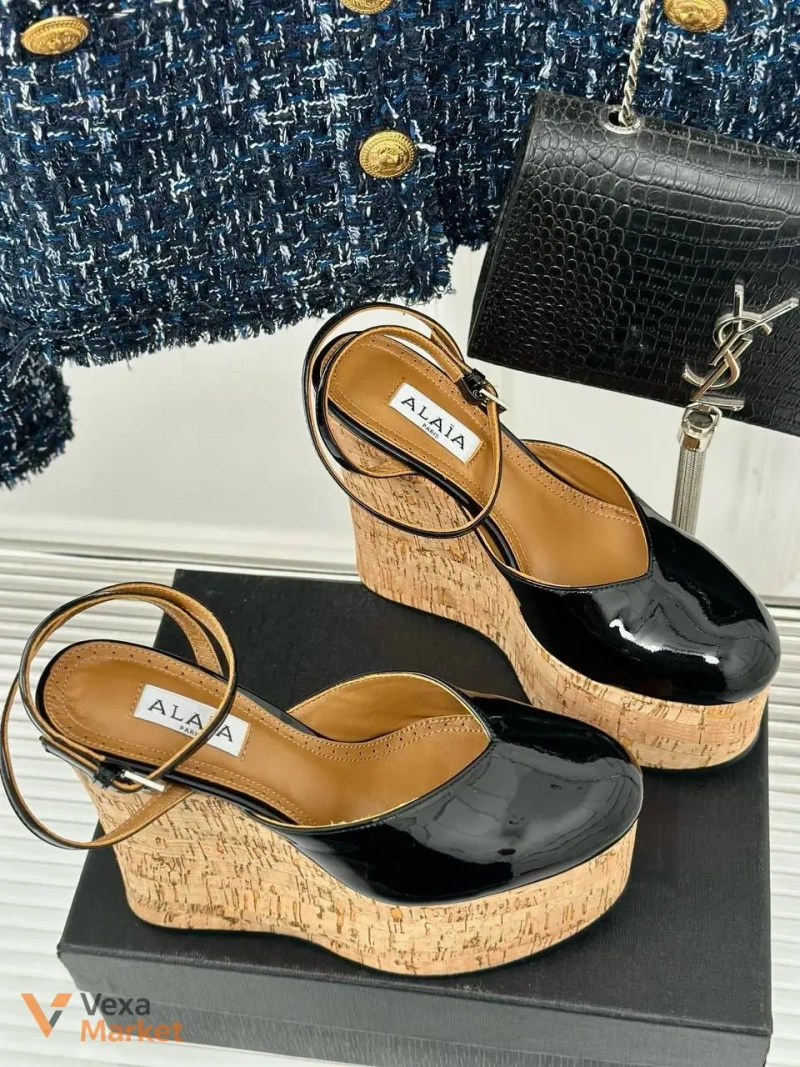 Туфлі Alaïa лакова шкіра, пробка — фото 3