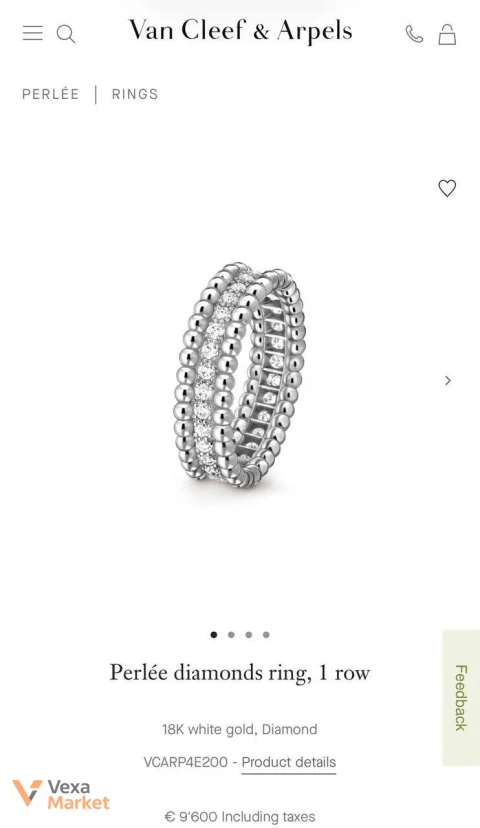 Van Cleef & Arpels Perlée diamonds ring, 1 row, 18K white gold, 0.68ct E/VVS1 diamonds, size 17.5