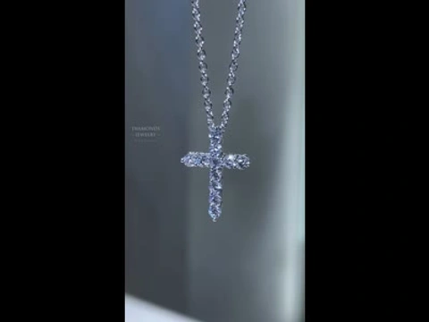 Tiffany & Co. Cross Pendant 2.35ct 18K Gold Diamond Necklace