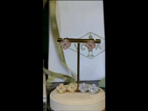 Van Cleef & Arpels Vintage Alhambra серьги из белого/желтого/розового золота 18К с бриллиантами