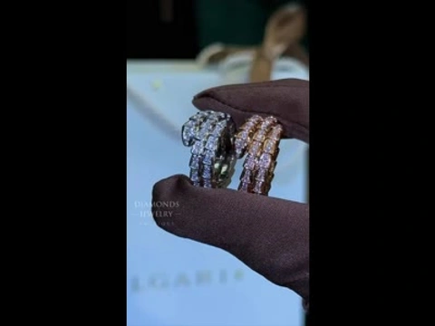 BVLGARI SERPENTI VIPER RING біле/рожеве золото 18К з діамантами 1.26 ct
