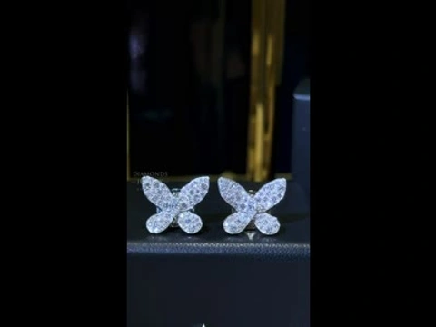 GRAFF Pave Butterfly Diamond Stud Earrings 18K Gold 7.05ct