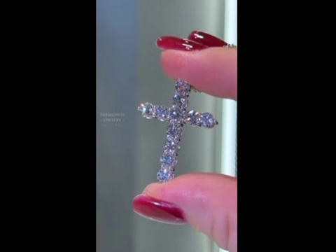 Діамантовий хрестик з еко-діамантами 3.35ct, золото 18К, 5.65г
