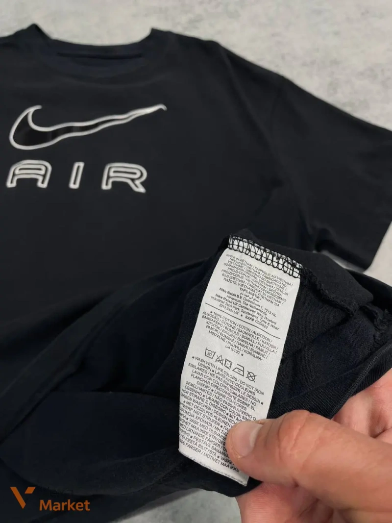 Vintage Nike AIR Big Logo Black Tee XL — фото 5
