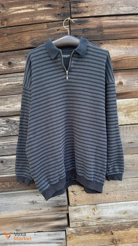 Vintage YSL Yves Saint Laurent Striped Quarter Zip XXL