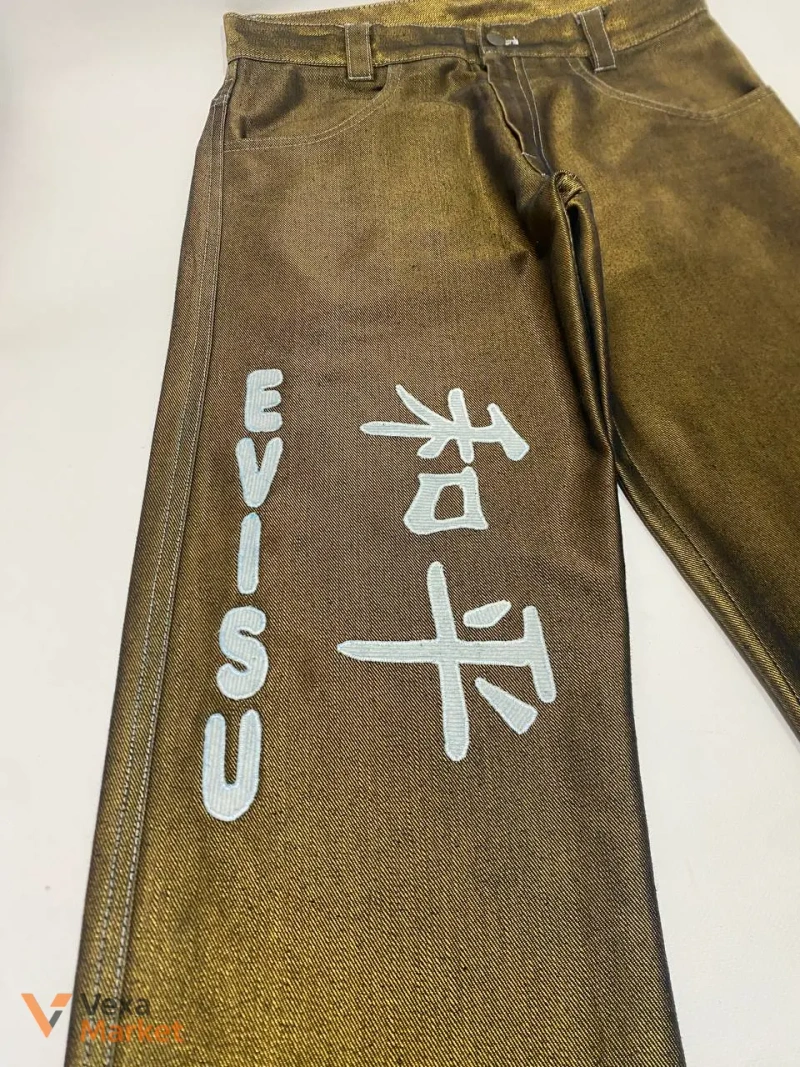 Y2K Evisu Style Japanese золоті джинси — фото 3