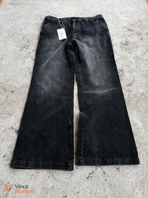 Zara Wide Leg Corduroy Dark Washed Denim Jeans New 34