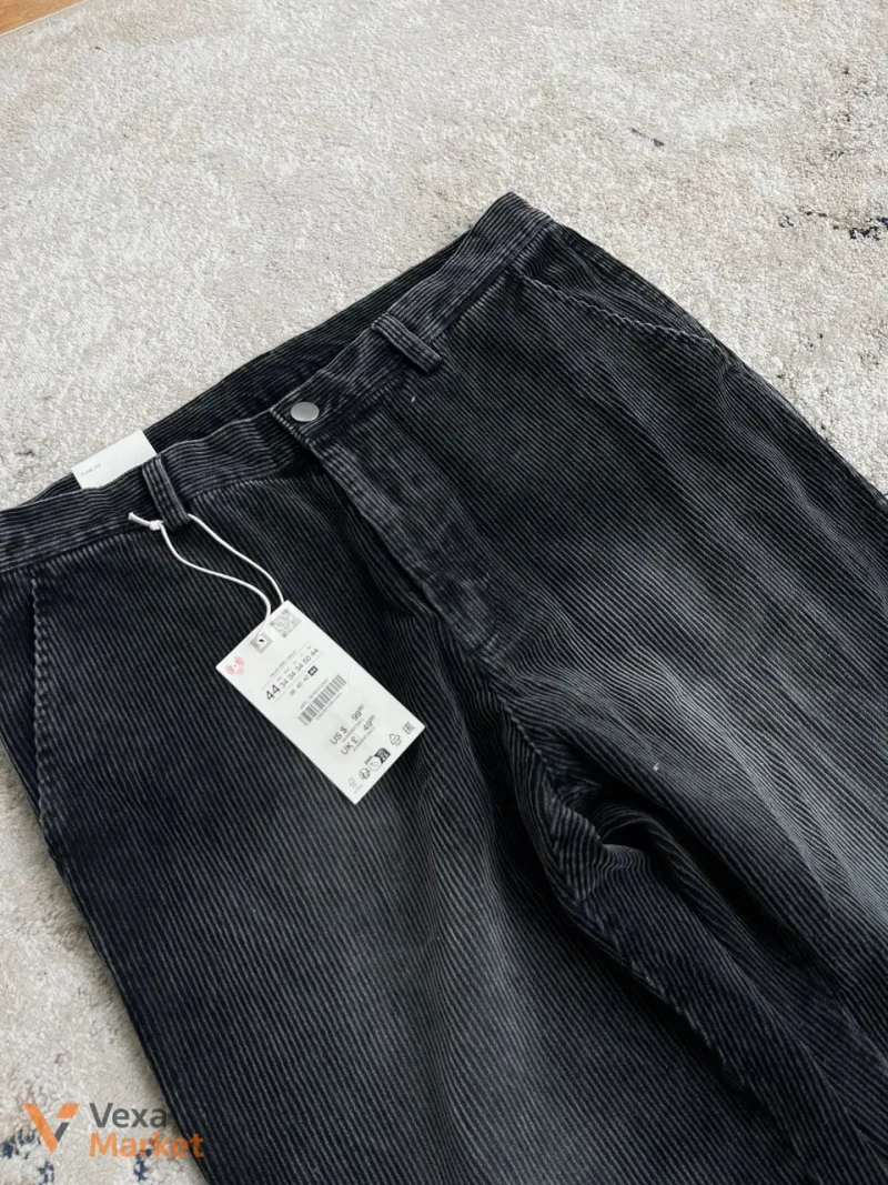 Zara Wide Leg Corduroy Dark Washed Denim Jeans New 34 — фото 2