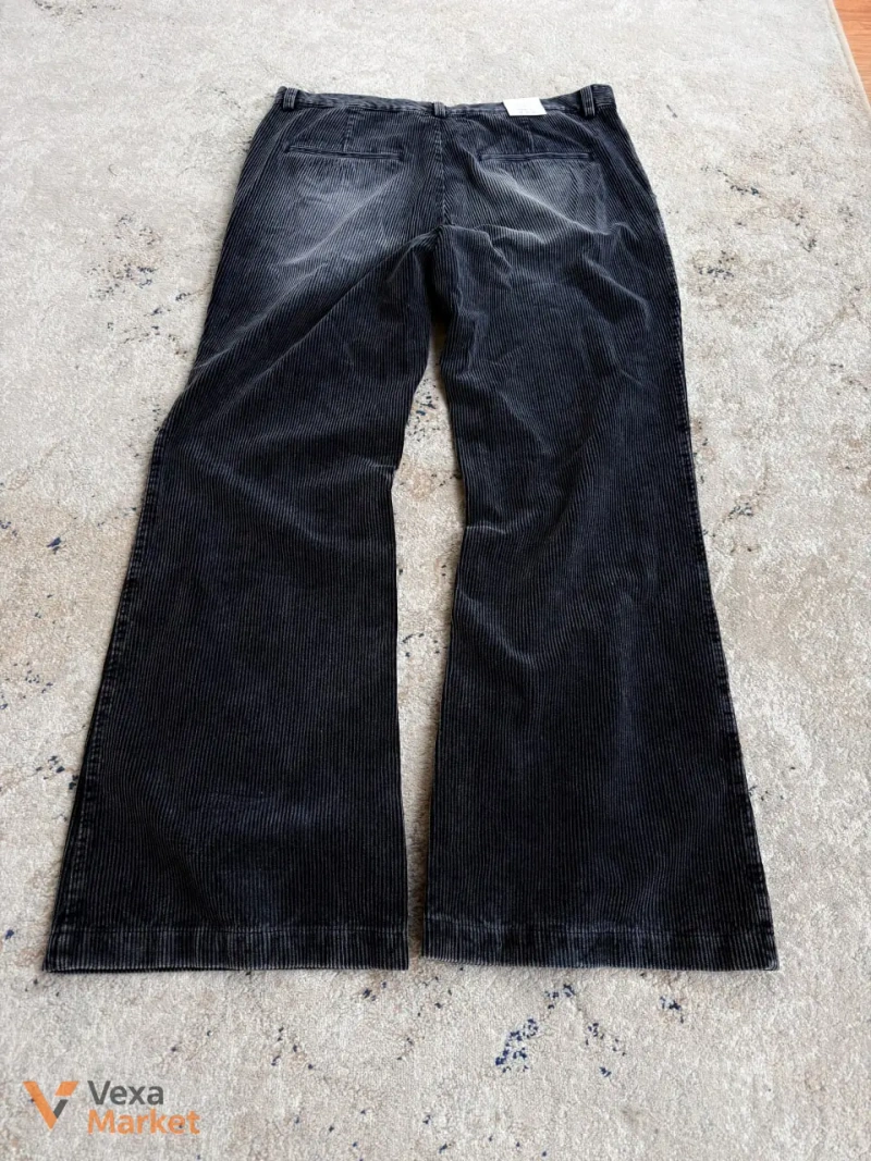 Zara Wide Leg Corduroy Dark Washed Denim Jeans New 34 — фото 7