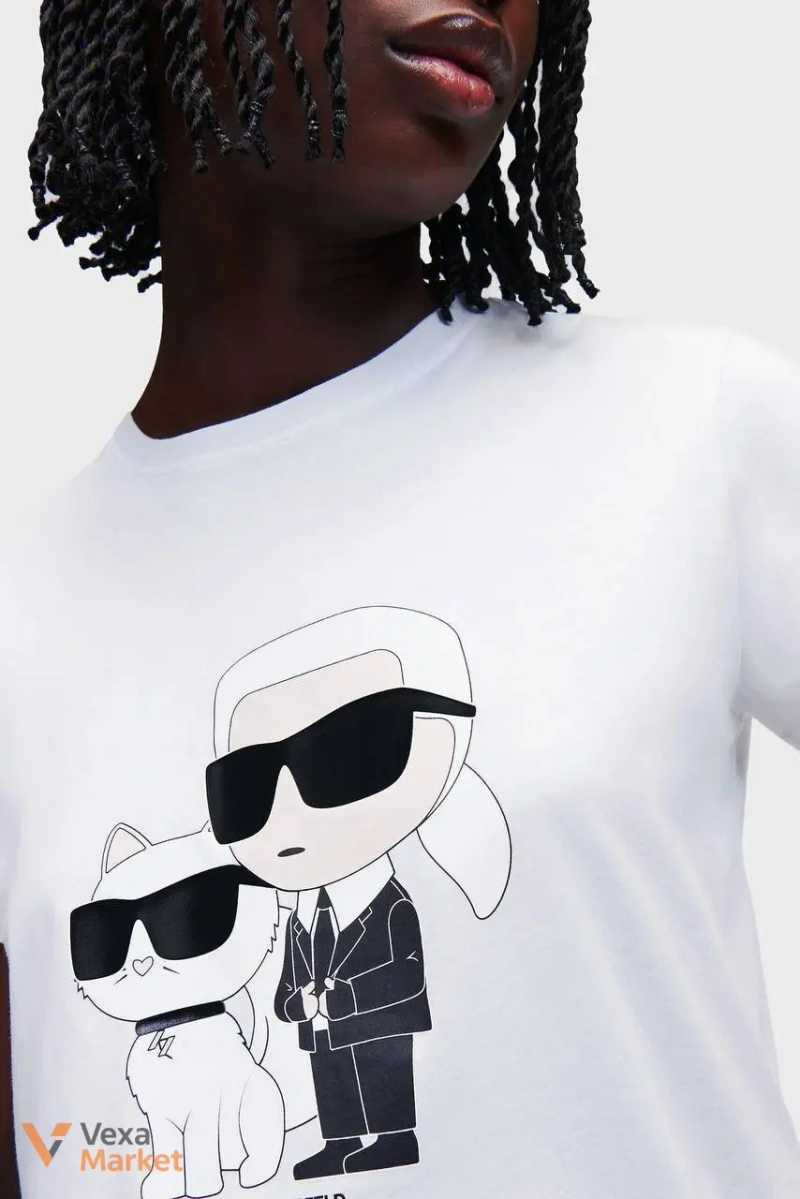 Женская футболка Karl Lagerfeld из шлифованного хлопка — фото 2
