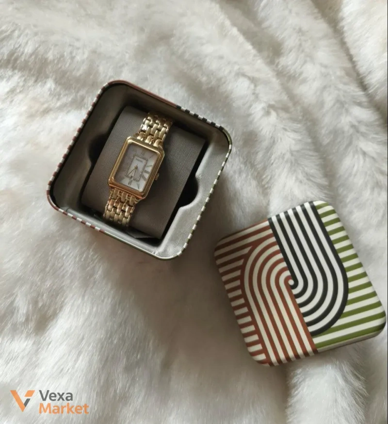 Жіночий годинник Fossil прямокутний золотистий зі сталевим браслетом — фото 3