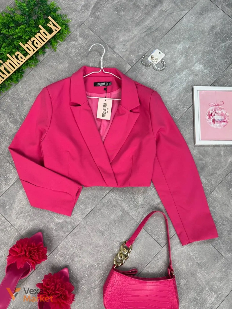 Жіночний кроп-піджак Missguided яскраво-рожевий UK 16 / 50 — фото 3