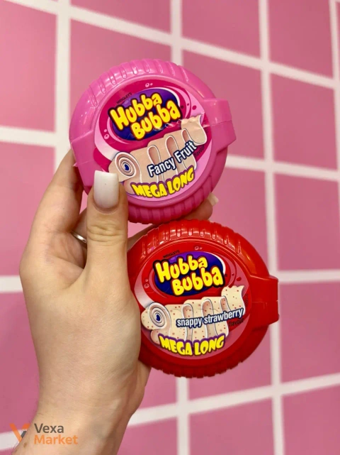 Жуйка Hubba Bubba Mega Long Fancy Fruit / Snappy Strawberry 56г