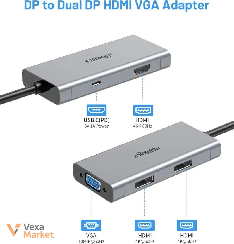Адаптер Fairikabe DP → Dual DisplayPort + HDMI + VGA (4-в-1) — фото 4
