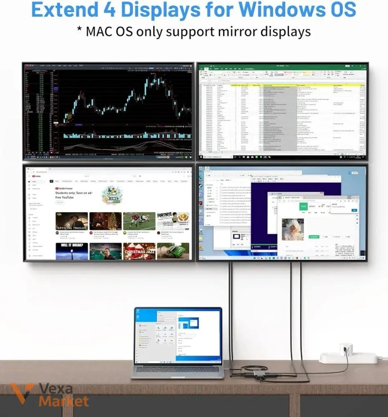 Адаптер Fairikabe DP → Dual DisplayPort + HDMI + VGA (4-в-1) — фото 6