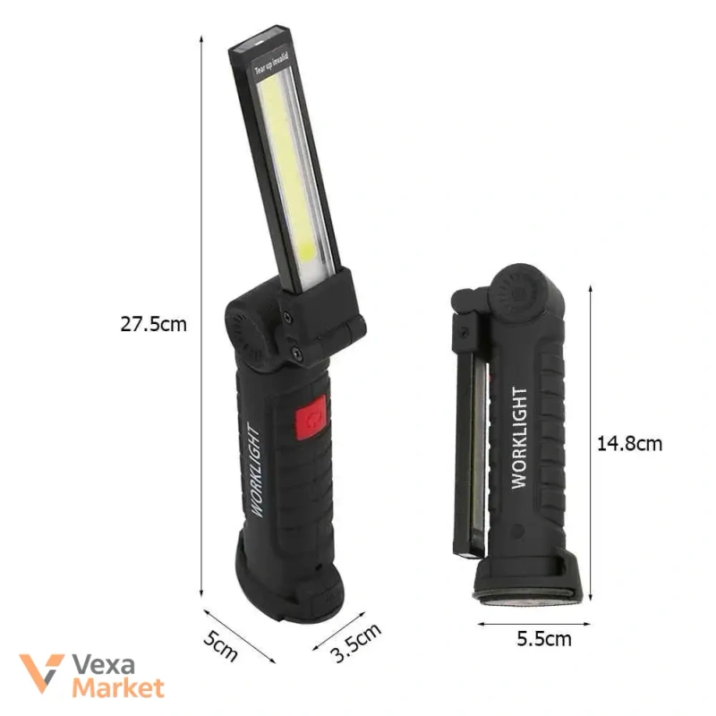 Акумуляторна лампа-ліхтарик для кемпінгу WORKLIGHT W 52-SMD+COB з магнітом та гаком — фото 2