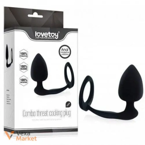 Анальна пробка + ерекційне кільце Lovetoy Combo threat cocking plug