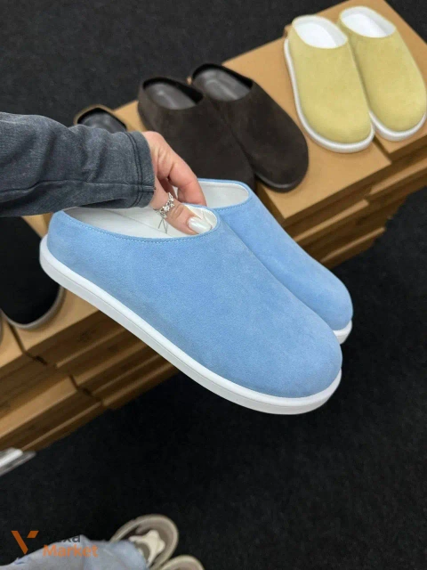 Анатомічні клоги barefoot блакитні натуральна замша