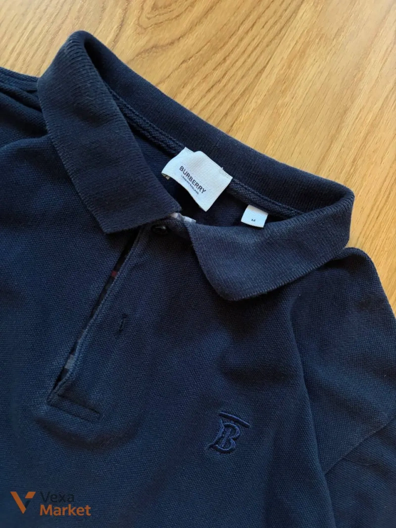 Blue Burberry Men's Short-Sleeve Polo Shirt — фото 2