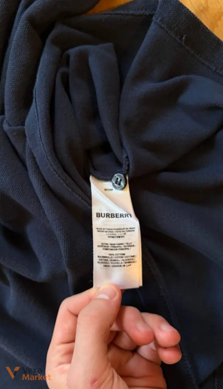 Blue Burberry Men's Short-Sleeve Polo Shirt — фото 3