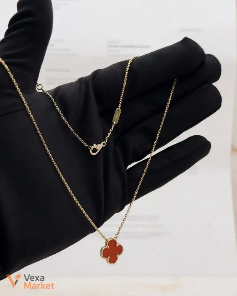Браслет/Кольє Vintage Alhambra 5 мотивів, золото 18K, тигрове око — фото 2