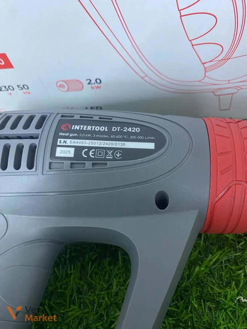 Будівельний фен Intertool DT-2420 з регулюванням температури та швидкості — фото 4