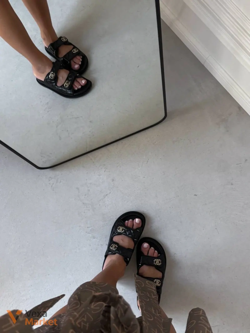 Chanel Black Sandals Women's Size 37-39 — фото 3
