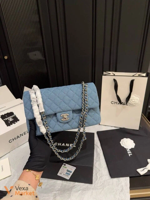 Chanel Classic Flap 25 Blue Denim Silver Hardware