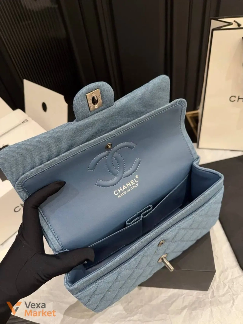 Chanel Classic Flap 25 Blue Denim Silver Hardware — фото 2