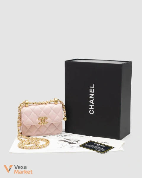 Chanel Quilted Perfect Fit Flap Coin Purse Pink/Gold