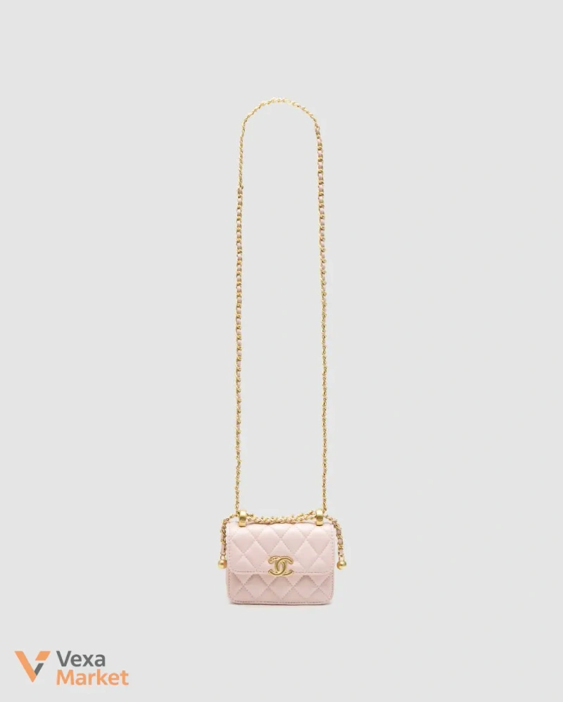 Chanel Quilted Perfect Fit Flap Coin Purse Pink/Gold — фото 4