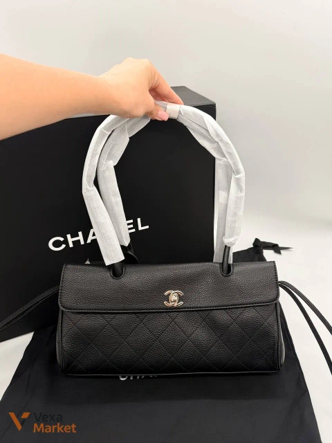 Chanel Top Handle Flap Bag чорна шкіряна