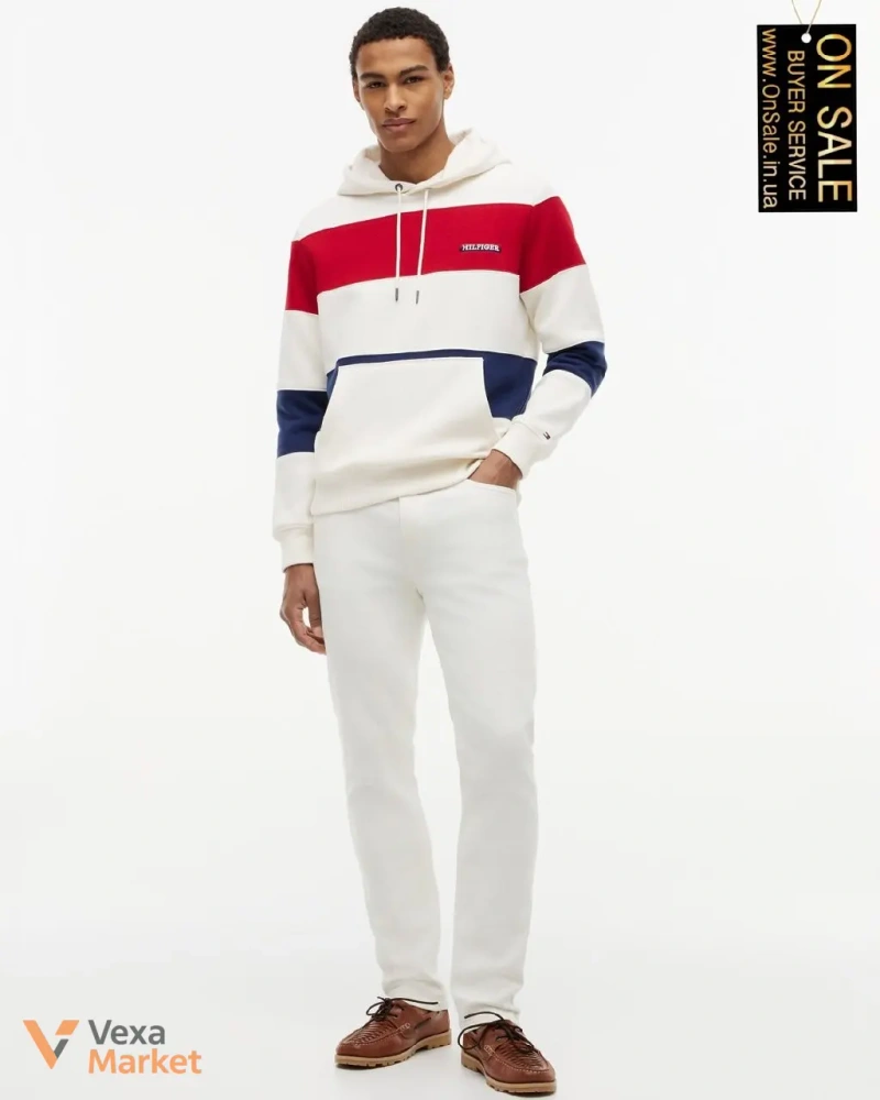 Чоловіче худі Tommy Hilfiger з триколірними смугами — фото 2