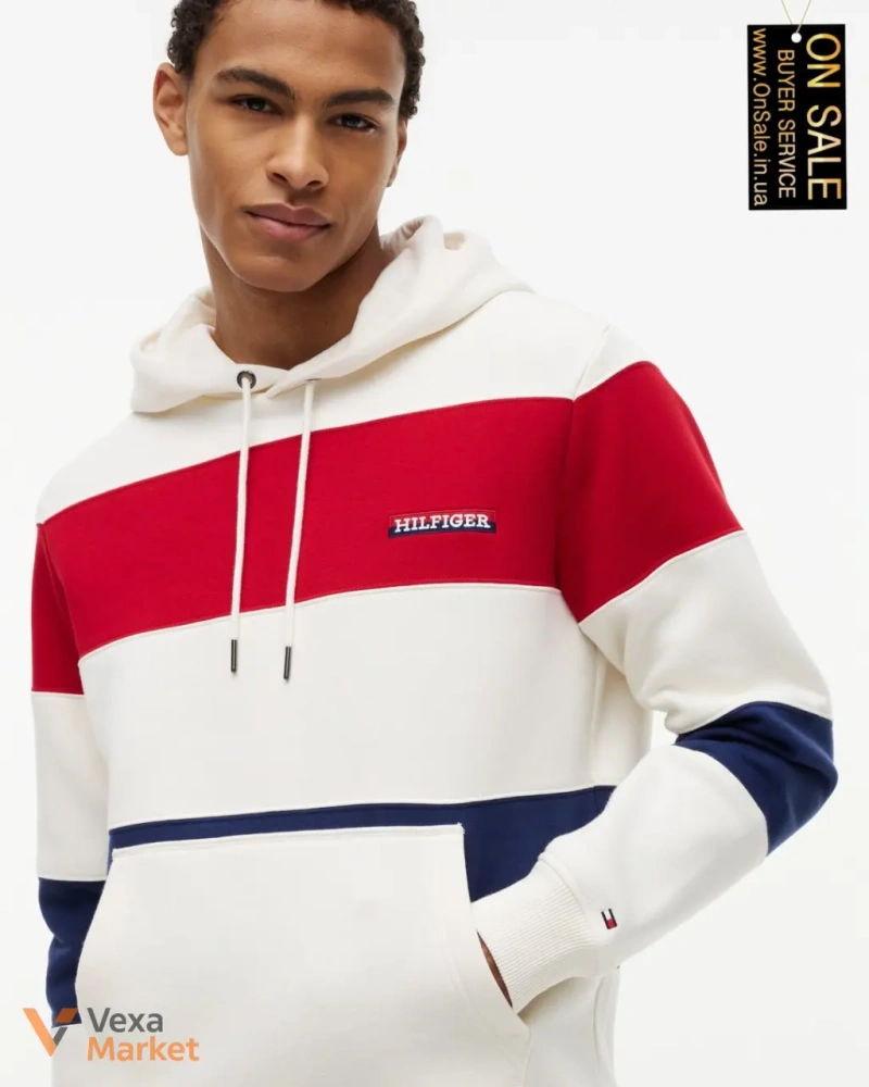 Чоловіче худі Tommy Hilfiger з триколірними смугами — фото 3