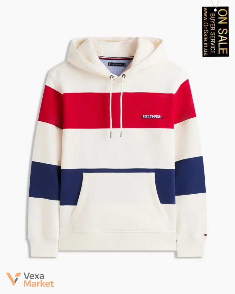 Чоловіче худі Tommy Hilfiger з триколірними смугами — фото 5