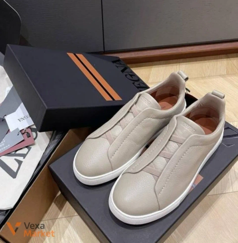 Чоловічі кросівки Zegna бежеві шкіряні